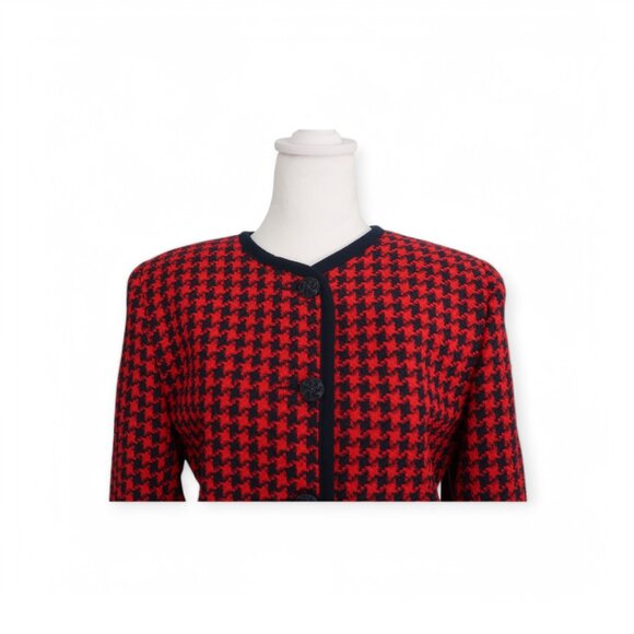 VTG Alfred Dunner 2PC Red & Navy Houndstooth Skirt Suit – Petite (10/6) - Picture 6 of 12